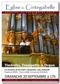 Concert Timbales, Trompette & Orgue à Cintegabelle. Le dimanche 20 septembre 2015 à cintegabelle. Haute-Garonne.  17H00